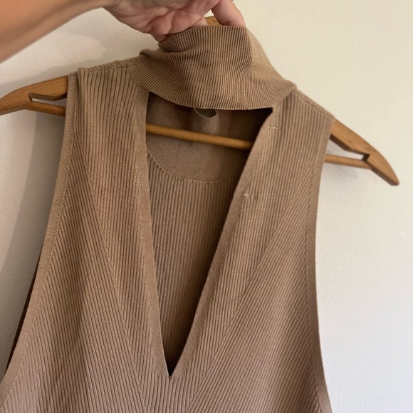 Anthropologie Mock Neck Midi Dress Tan size XL - Picture 10 of 15